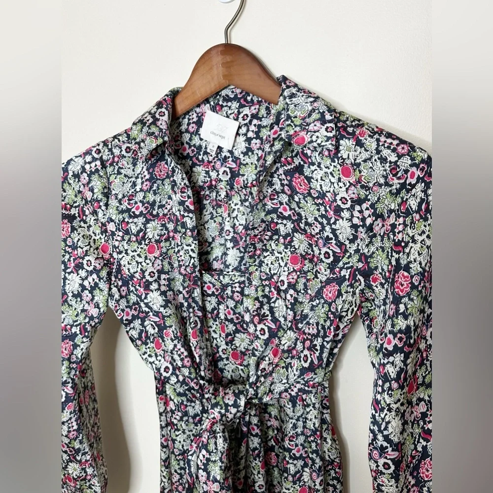 Cinq a Sept - Quin Floral Tie Midi Dress - size 6 - Layered Look, long Sleeve - Picture 3 of 15